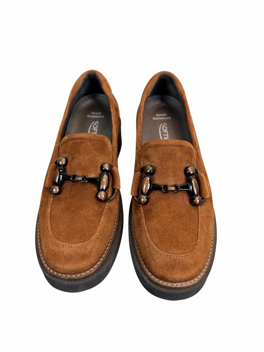 Softwaves Brown Suede Chunky Loafers Platform Lug Sole Horsebit EU 39 - Picture 7 of 11